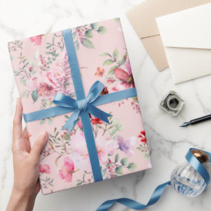 Papel De Presente Padrão De Flor Chic De Algodão