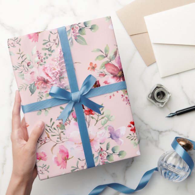 Papel De Presente Padrão De Flor Chic De Algodão (Presentear)