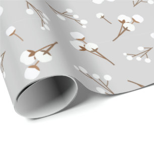 Papel De Presente Padrão de Flor de Algodão
