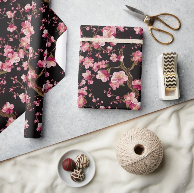 Papel De Presente Padrão de Flor de Cerejeira Sakura (Artesanato)