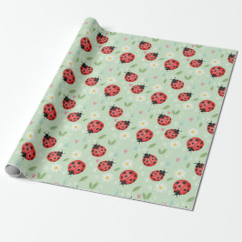 Papel De Presente Padrão de Flor de Joaninha