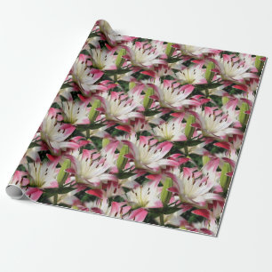 Papel De Presente Padrão de Flor de Lírio Branco Natureza