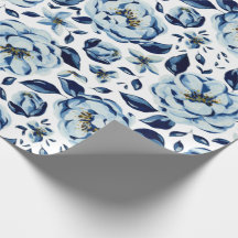 Padrão de Flor de Peônia Azul Aquarela