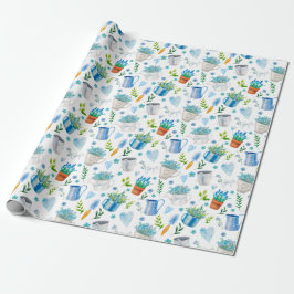 Papel De Presente Padrão de Flor de Primavera em Aquarela Fofa Feliz
