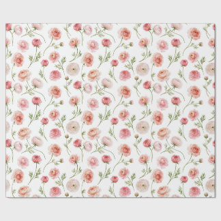 Papel De Presente padrão de flor de ranúnculo