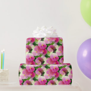 Papel De Presente Padrão de Flor Elegante, Rosa e Branco