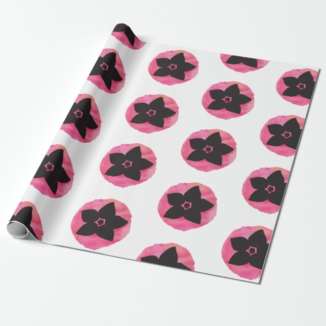Papel De Presente Padrão de Flor Havaiano Rosa (Desenrolado)