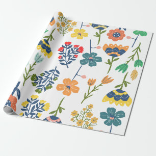 Papel De Presente Padrão de flor moderno e bonito Rosa amarelo verde
