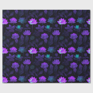 Papel De Presente Padrão de Flor Neon Lotus Vibrante