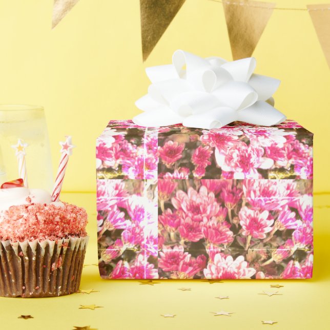Papel De Presente Padrão de Flor Pêssego – Design Botânico Suave (Festa de aniversário)