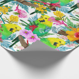 Papel De Presente Padrão de flor selvagem bugerigar australiano