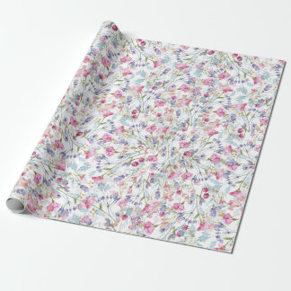 Papel De Presente Padrão de flor selvagem de aquarela
