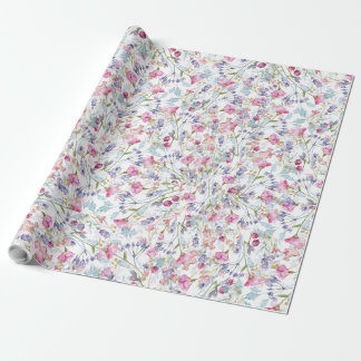 Papel De Presente Padrão de Flor Silvestre em Aquarela