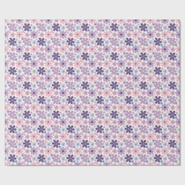 Papel De Presente Padrão de Flor Y2K (Aberto)