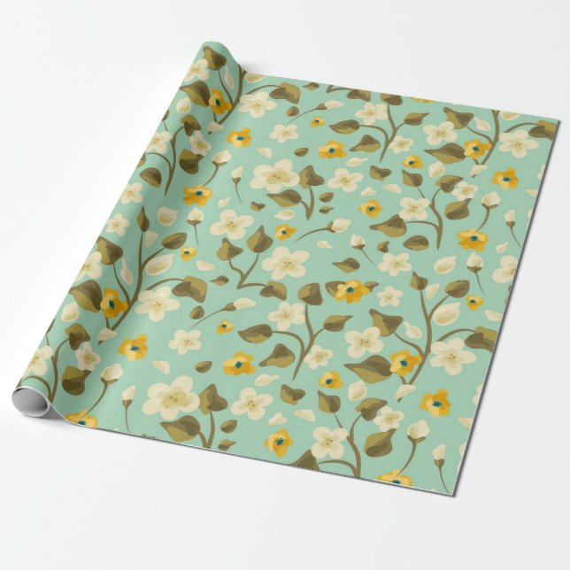 Papel De Presente Padrão de flores (Desenrolado)