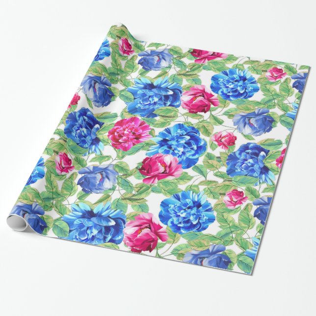 Papel De Presente Padrão de Flores (Desenrolado)
