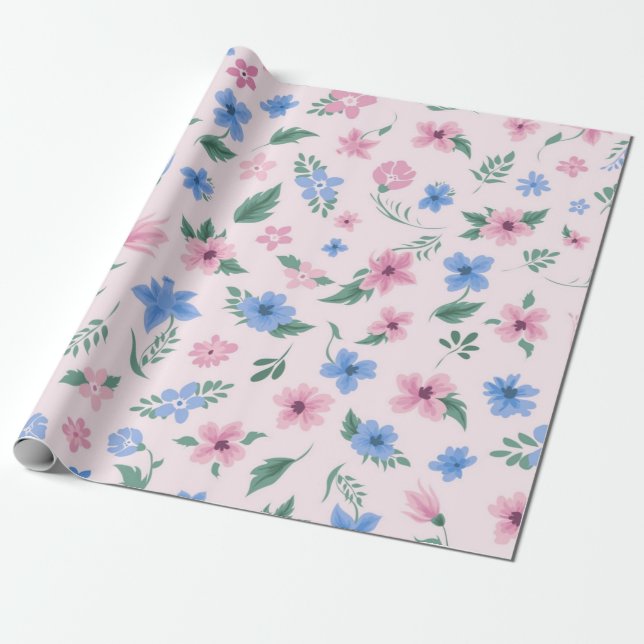 Papel De Presente Padrão de flores (Desenrolado)