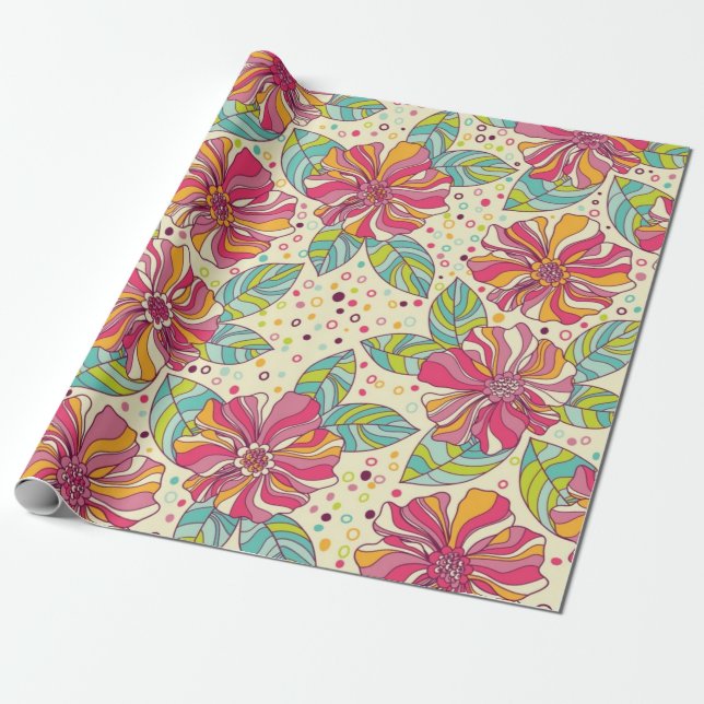 Papel De Presente Padrão de flores (Desenrolado)