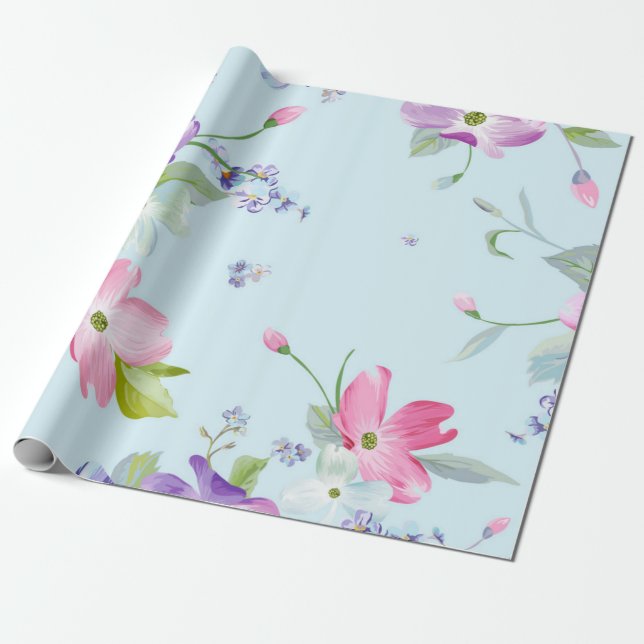 Papel De Presente Padrão de flores (Desenrolado)