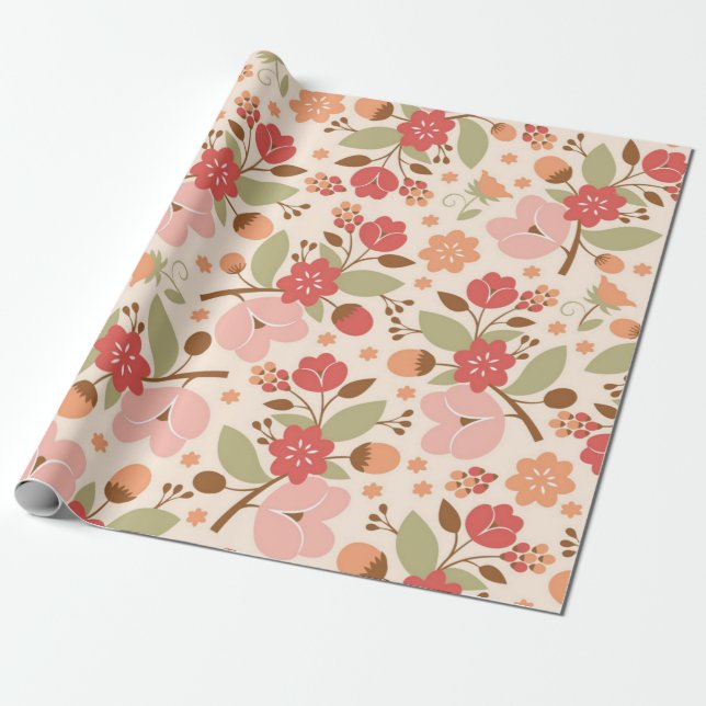 Papel De Presente Padrão de flores (Desenrolado)