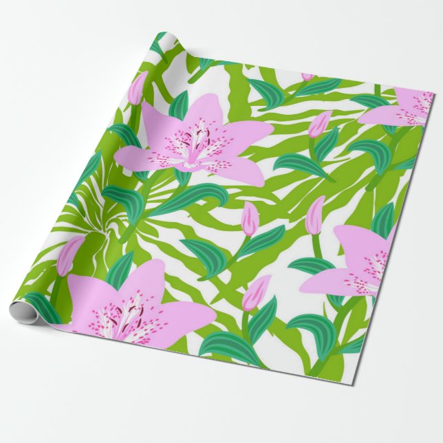 Papel De Presente Padrão de flores (Desenrolado)