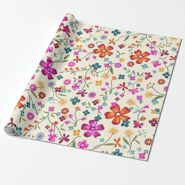 Papel De Presente Padrão de flores (Desenrolado)