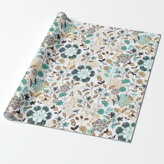 Papel De Presente Padrão de flores (Desenrolado)