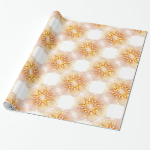 Papel De Presente Padrão De Flores Amarelas E Laranja