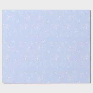 Papel De Presente Padrão de Flores Azuis Claro, Floral, Minimalista