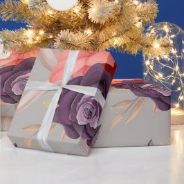 Papel De Presente Padrão de flores coloridas incluindo rosas