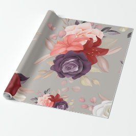 Papel De Presente Padrão de flores coloridas incluindo rosas