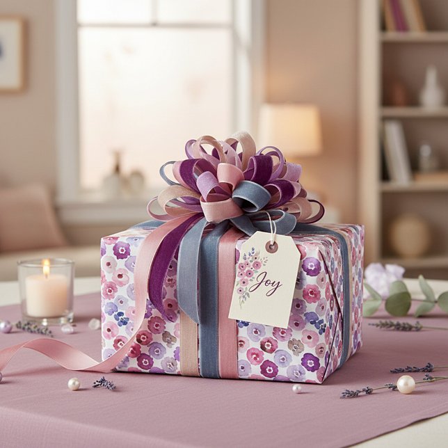 Papel De Presente Padrão de flores com pontos em aquarela (Criador carregado)