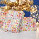 Papel De Presente Padrão de Flores de Blossomas de Verão<br><div class="desc">Este papel de embrulho bonito e divertido é versátil e pode ser usado para dar presentes ou projetos de arte e artesanato. É perfeito para aniversários. O design apresenta flores aquarelas em rosa,  vermelho,  amarelo,  roxo e azul.</div>