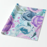 Papel De Presente Padrão de Flores de Boho<br><div class="desc">As aquarelas modernas elegantes traem o padrão das flores. Parte da coleção de boho.</div>