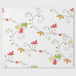 Papel De Presente Padrão de Flores de Cor de Água Fundo Personalizad