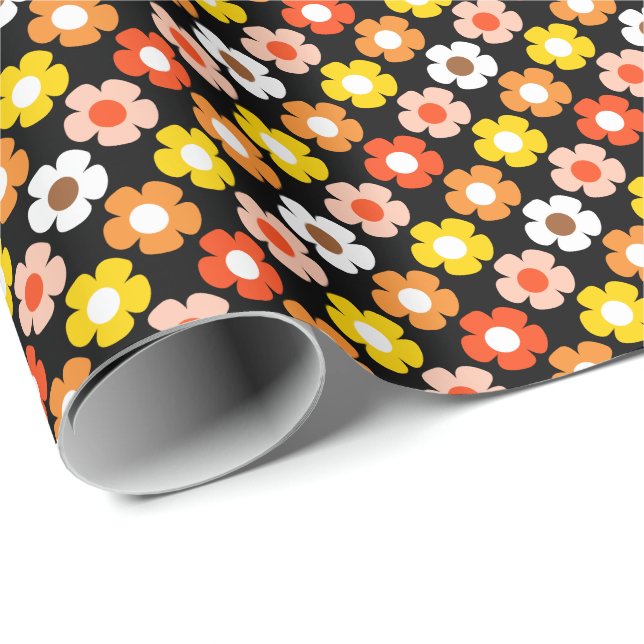 Papel De Presente Padrão de Flores de Outono de Queda Retroativa Pre (Ponta do rolo)