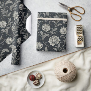 Papel De Presente Padrão de Flores Góticas
