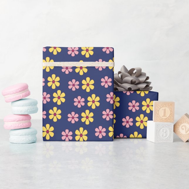 Papel De Presente Padrão de flores grandes e bonitas (Chá de bebê)