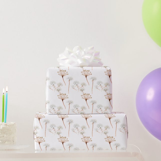 Papel De Presente Padrão de Flores Prensadas Botânicas Boho (Presentes para festas)