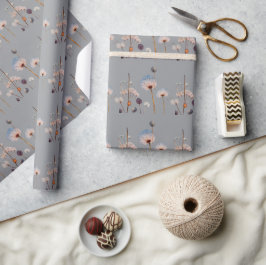 Papel De Presente Padrão de Flores Prensadas Vintage Botânico Boho