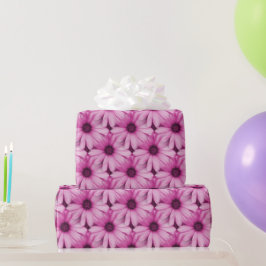 Papel De Presente Padrão de Flores Rosa Bonito Daisy