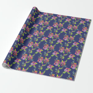 Papel De Presente Padrão de flores selvagens de aquarela