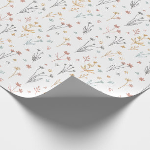 Papel De Presente Padrão de Flores Silvestres Neutras Minimalistas M