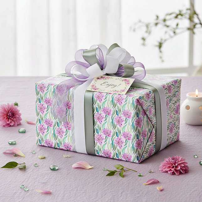 Papel De Presente Padrão de flores tropicais roxas em aquarela (Criador carregado)