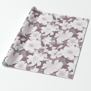 Papel De Presente Padrão de florescências de Blush