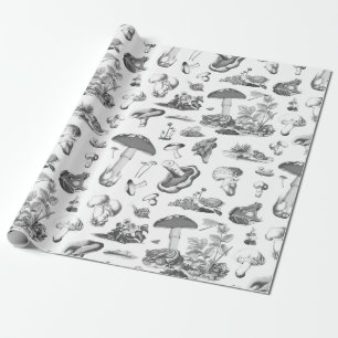 Papel De Presente Padrão de Floresta de Caracóis Sapo Branco Negro