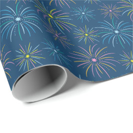Papel De Presente Padrão de fogos de artifício de ano novo e colorid