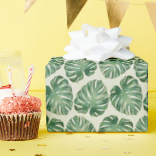 Papel De Presente Padrão de Folga Tropical Verde