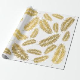 Papel De Presente Padrão de Folgas Douradas Faux