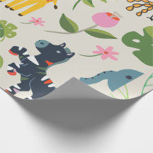 Padrão de Folha de Pastel da Selva Animal